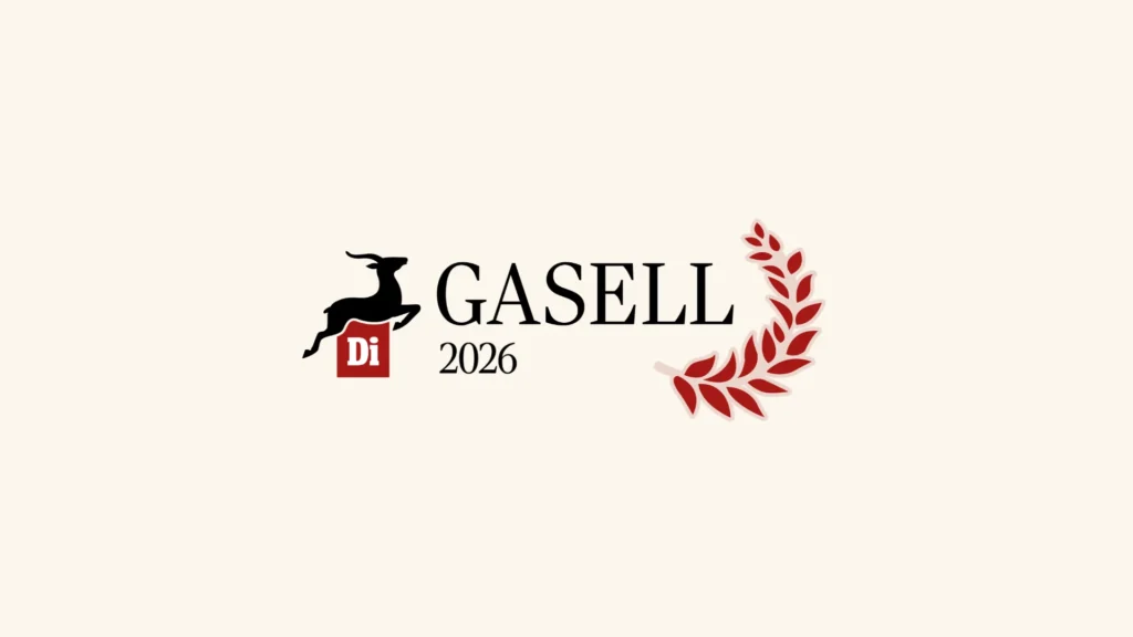 Di Gasell 2026-logotypen med en AI-märkning; en svart gasellsilhuett ovanför en röd fyrkant med bokstäverna Di, texten GASELL 2026 och en röd lagerkrans.